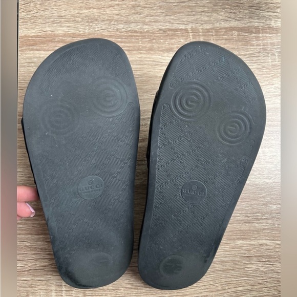 Gucci Black GG Matalasse Marmont Logo Slide Sandals Sz 38 - Picture 3 of 4